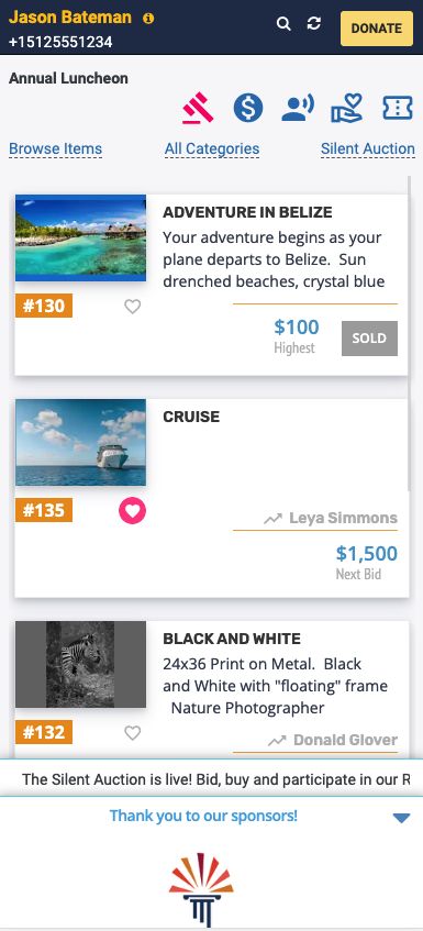 Auctions & Mobile Bidding Features